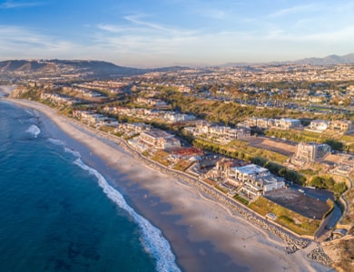 aerial view of the coastline